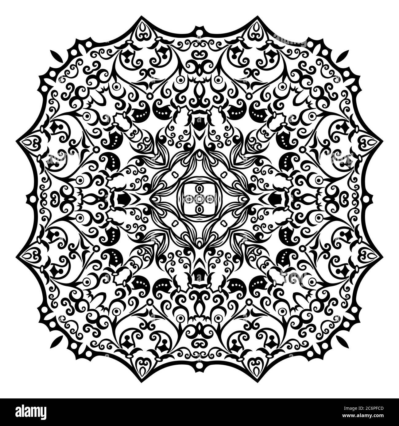 Vector black floral ethnic ornamental illustration Stock Vector Image ...