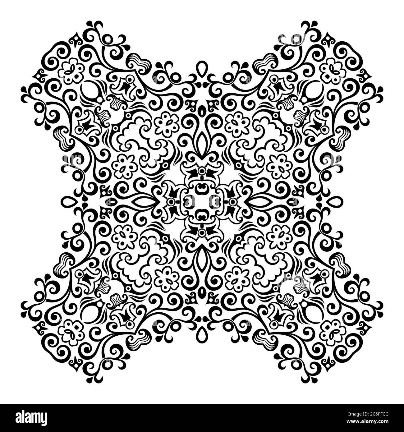 Vector black floral ethnic ornamental illustration Stock Vector Image ...
