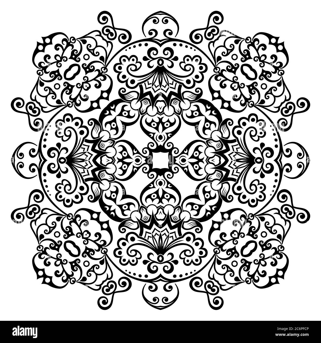 Vector black floral ethnic ornamental illustration Stock Vector Image ...