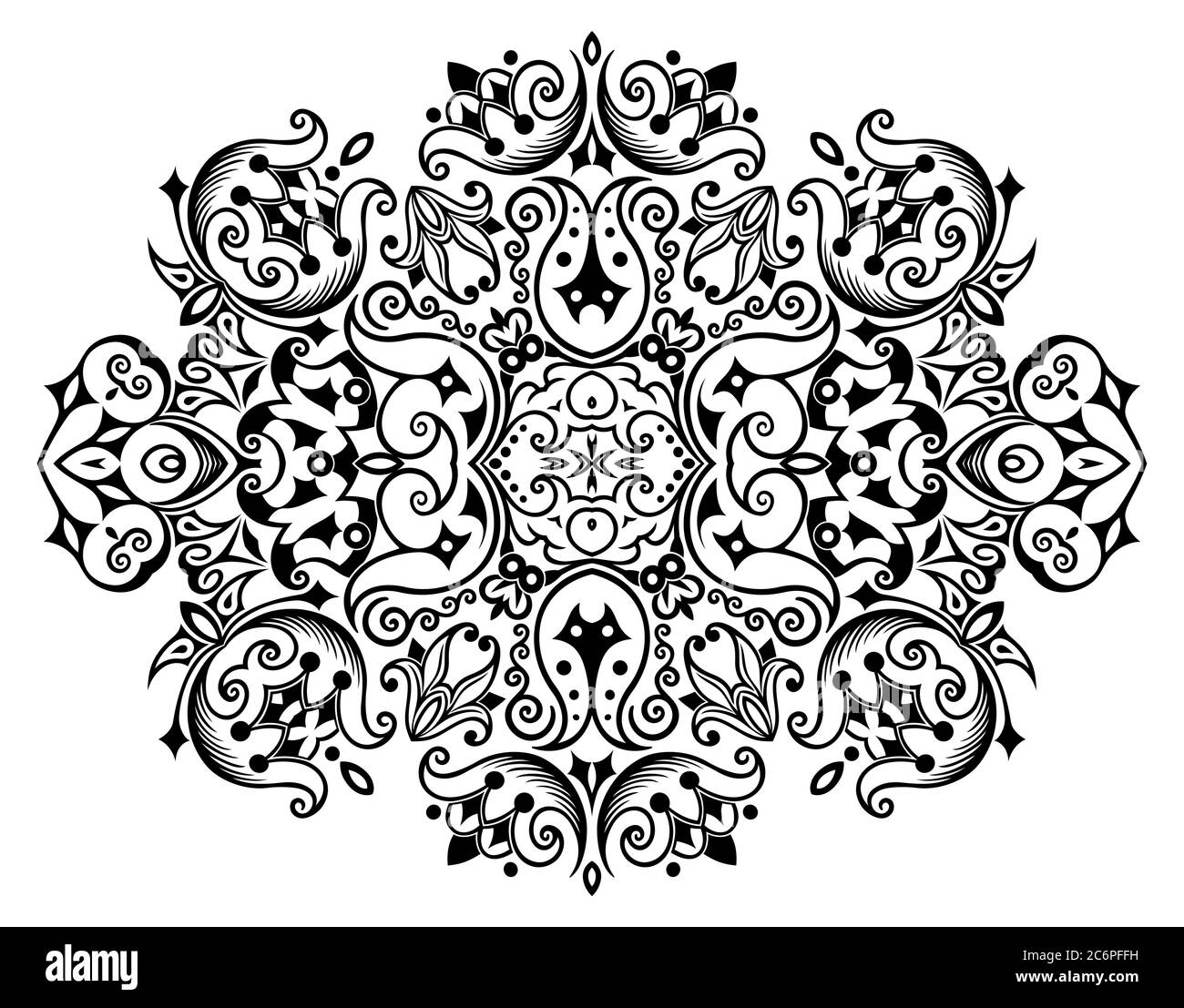 Vector black floral ethnic ornamental illustration Stock Vector Image ...