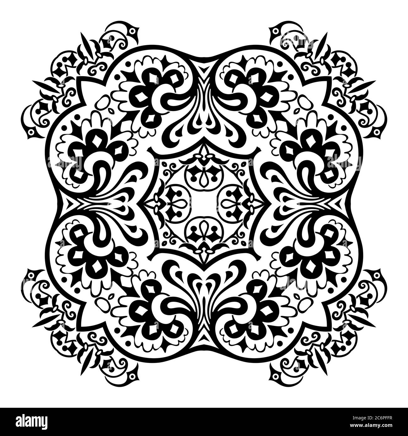 Vector black floral ethnic ornamental illustration Stock Vector Image ...