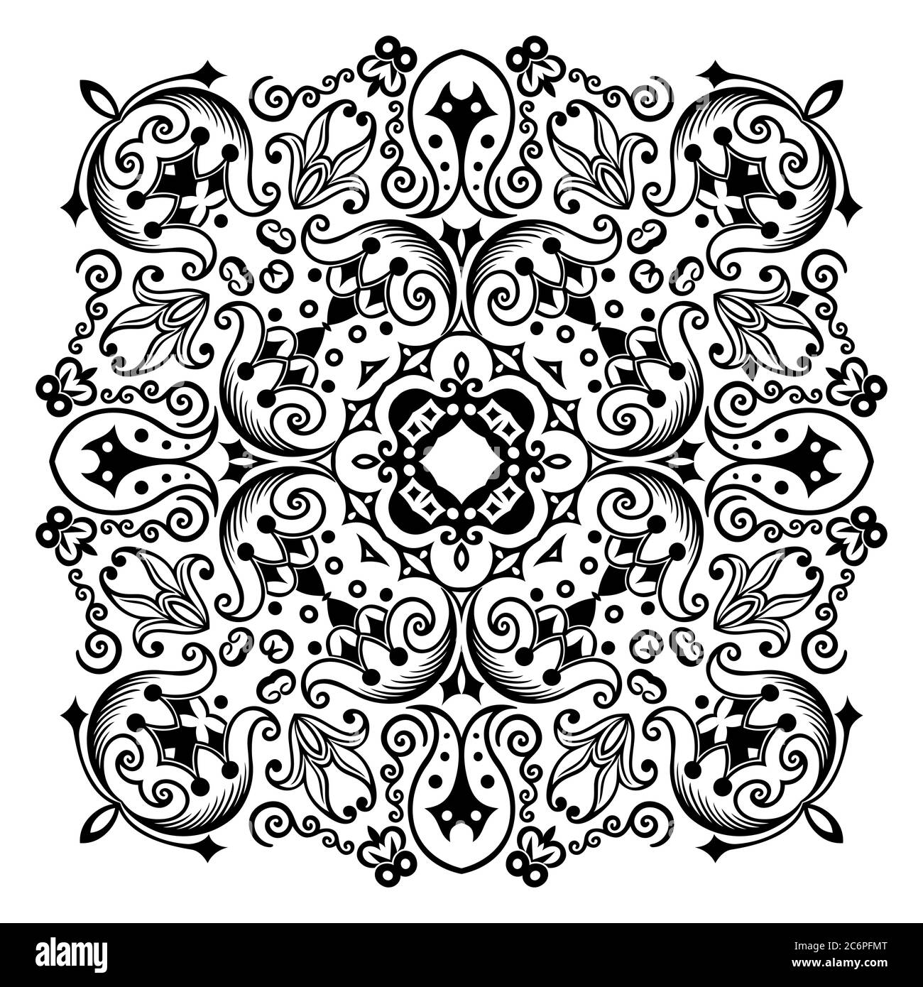 Vector black floral ethnic ornamental illustration Stock Vector Image ...