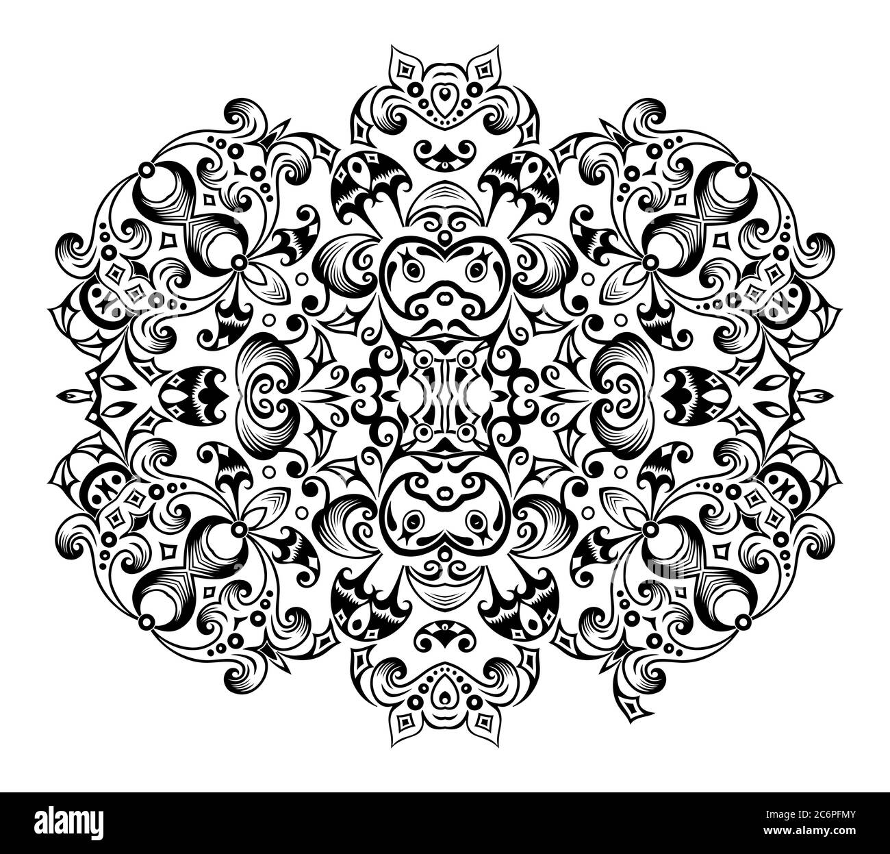 Vector black floral ethnic ornamental illustration Stock Vector Image ...