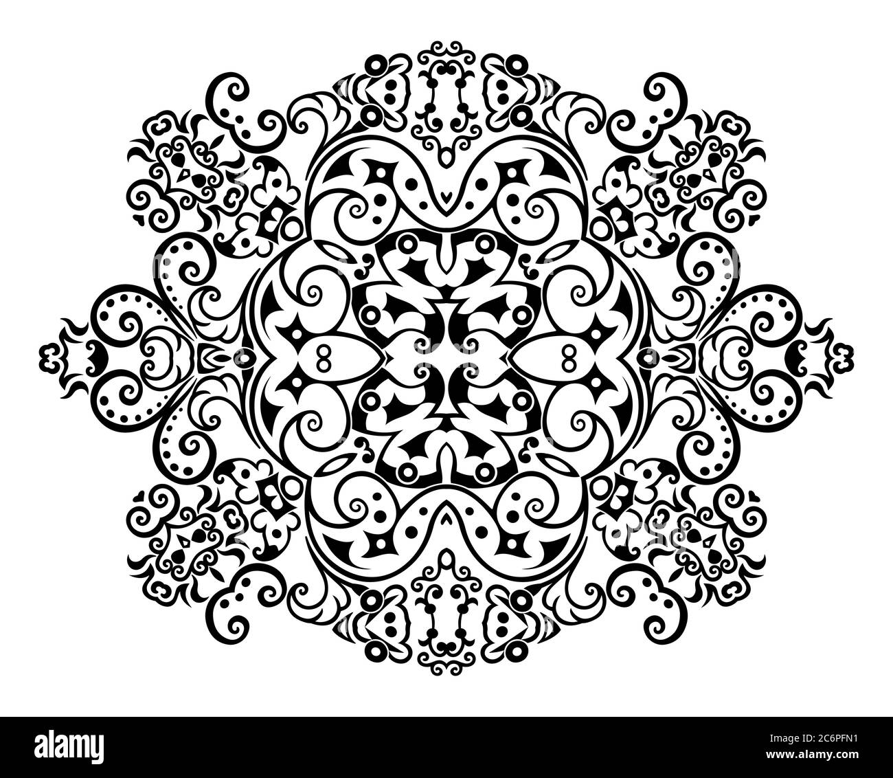 Vector black floral ethnic ornamental illustration Stock Vector Image ...