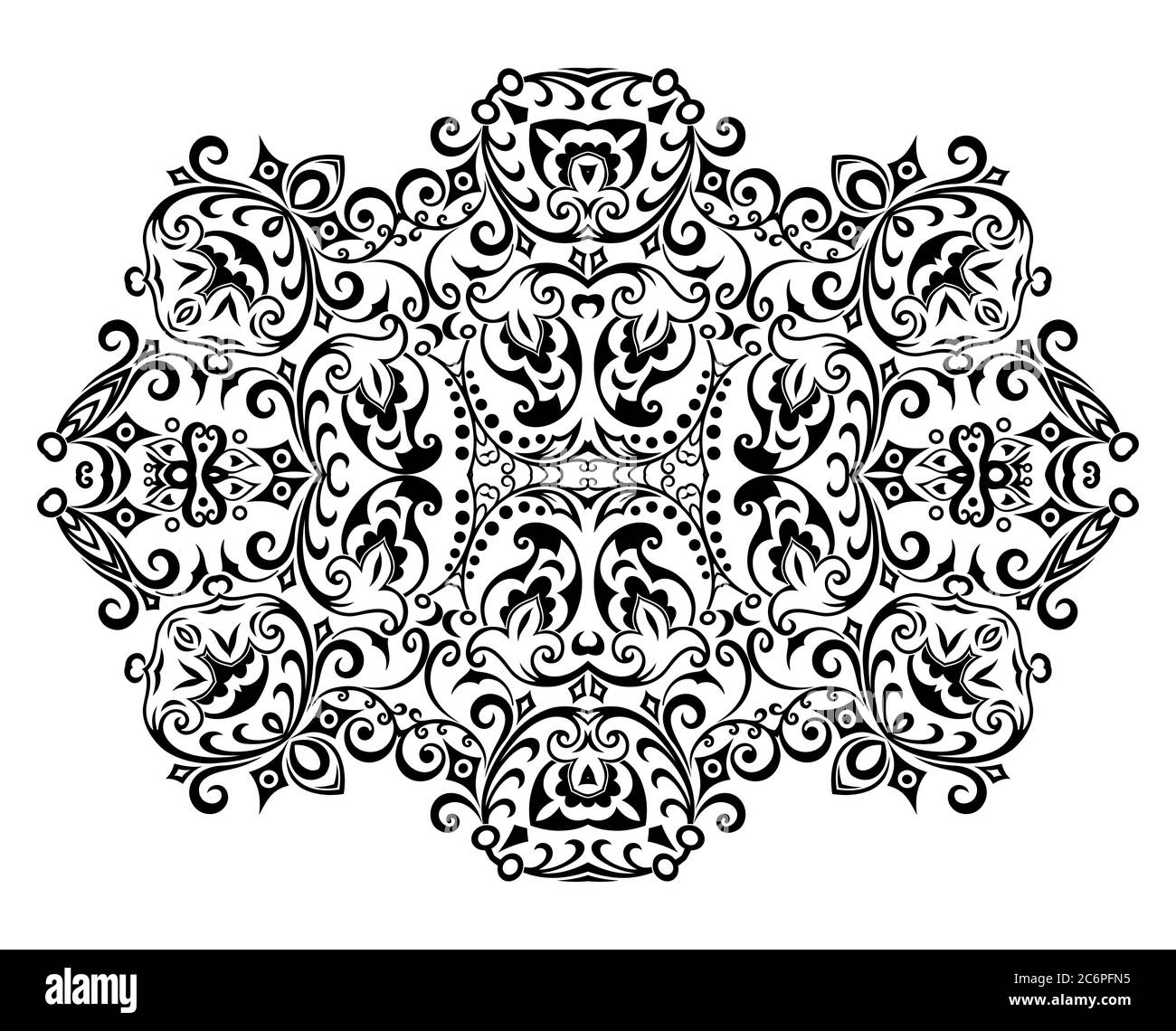 Vector black floral ethnic ornamental illustration Stock Vector Image ...
