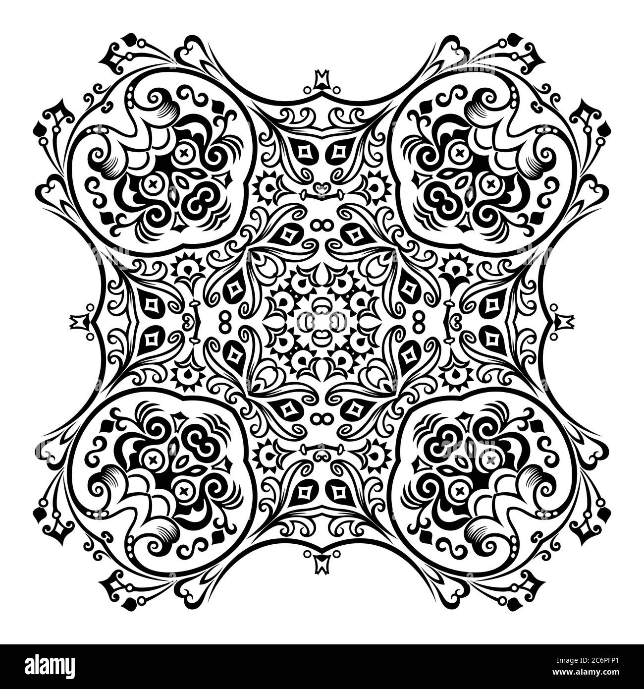 Vector black floral ethnic ornamental illustration Stock Vector Image ...