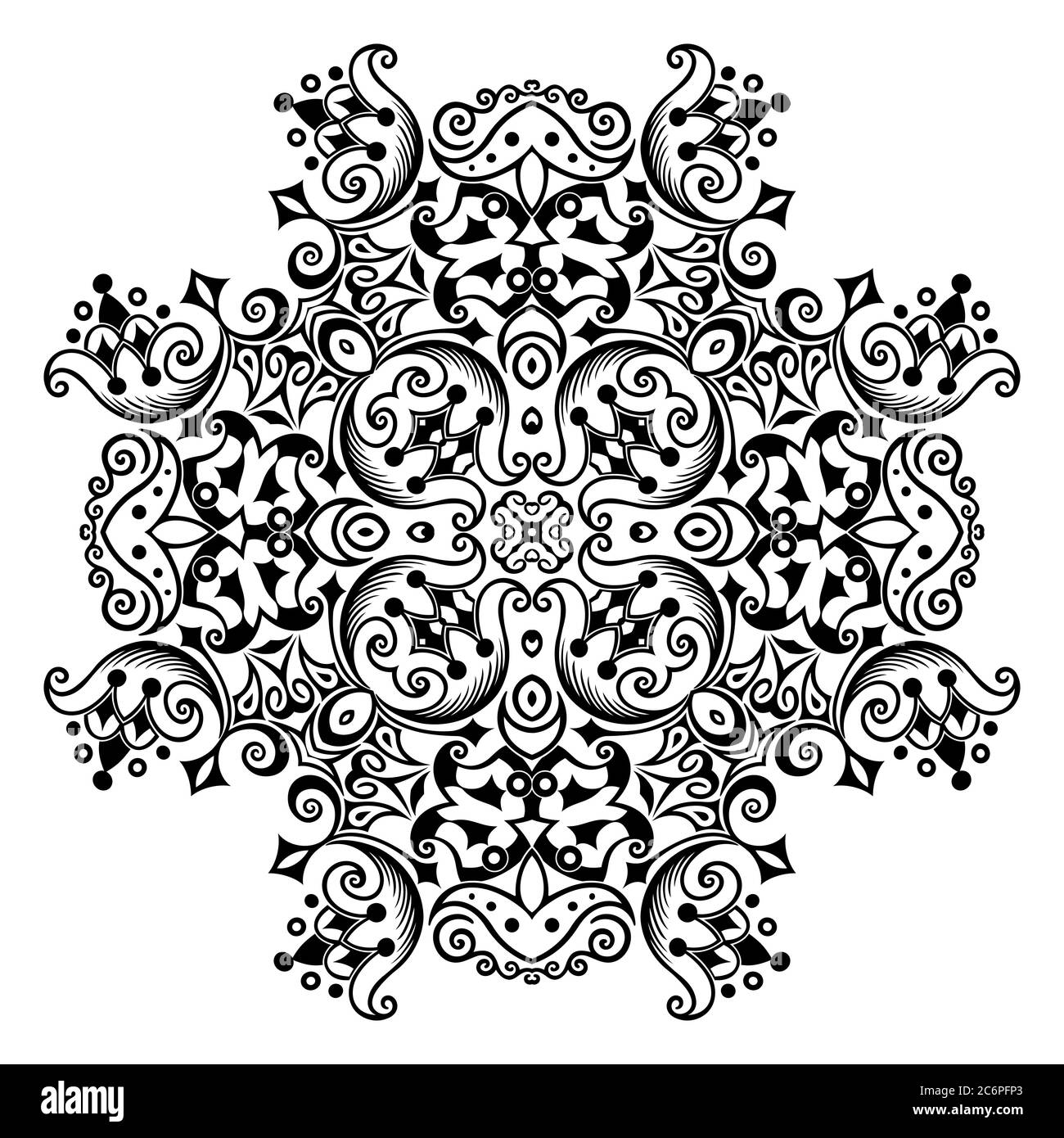 Vector black floral ethnic ornamental illustration Stock Vector Image ...