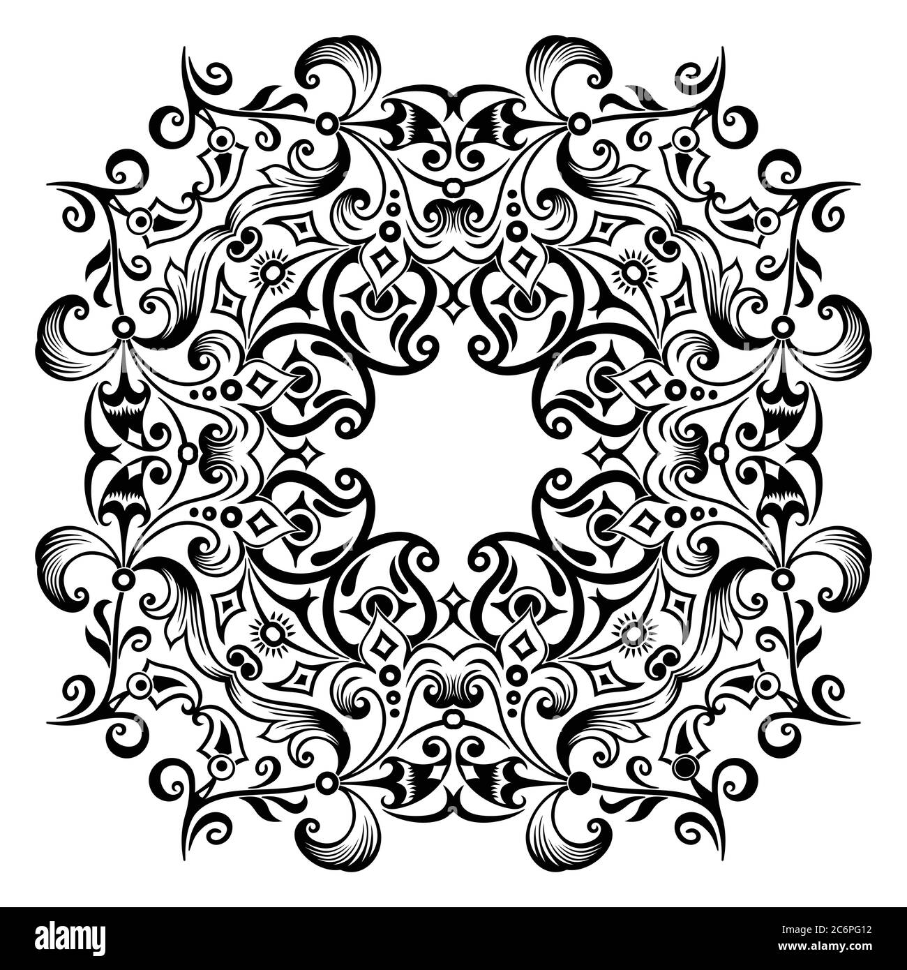 Vector black floral ethnic ornamental illustration Stock Vector Image ...