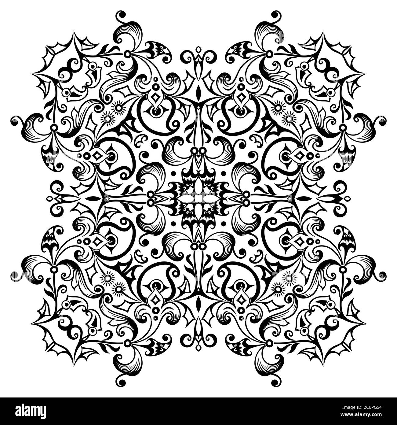 Vector black floral ethnic ornamental illustration Stock Vector Image ...