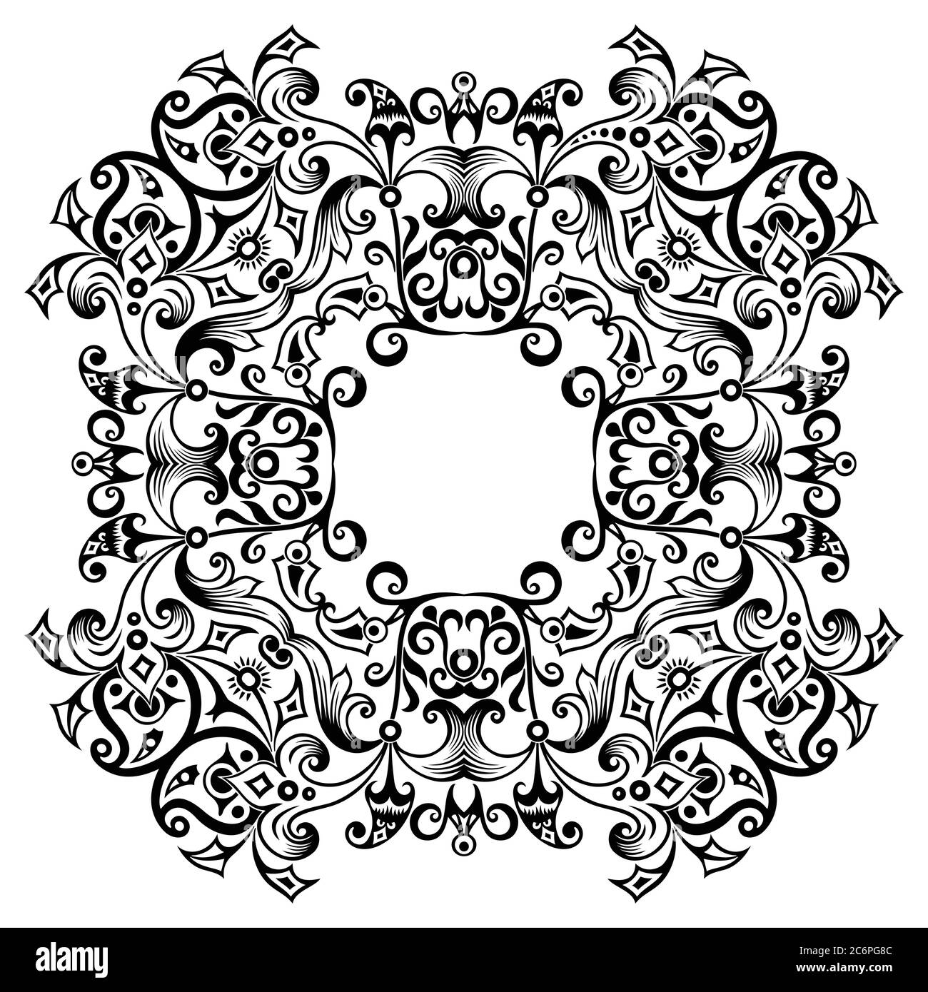 Vector black floral ethnic ornamental illustration Stock Vector Image ...