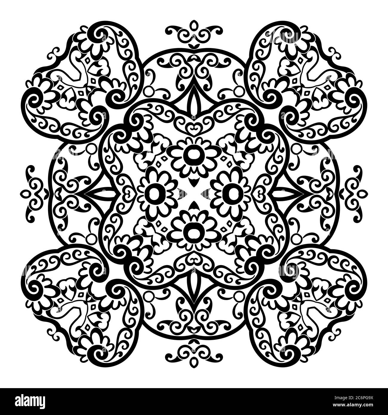 Vector black floral ethnic ornamental illustration Stock Vector Image ...