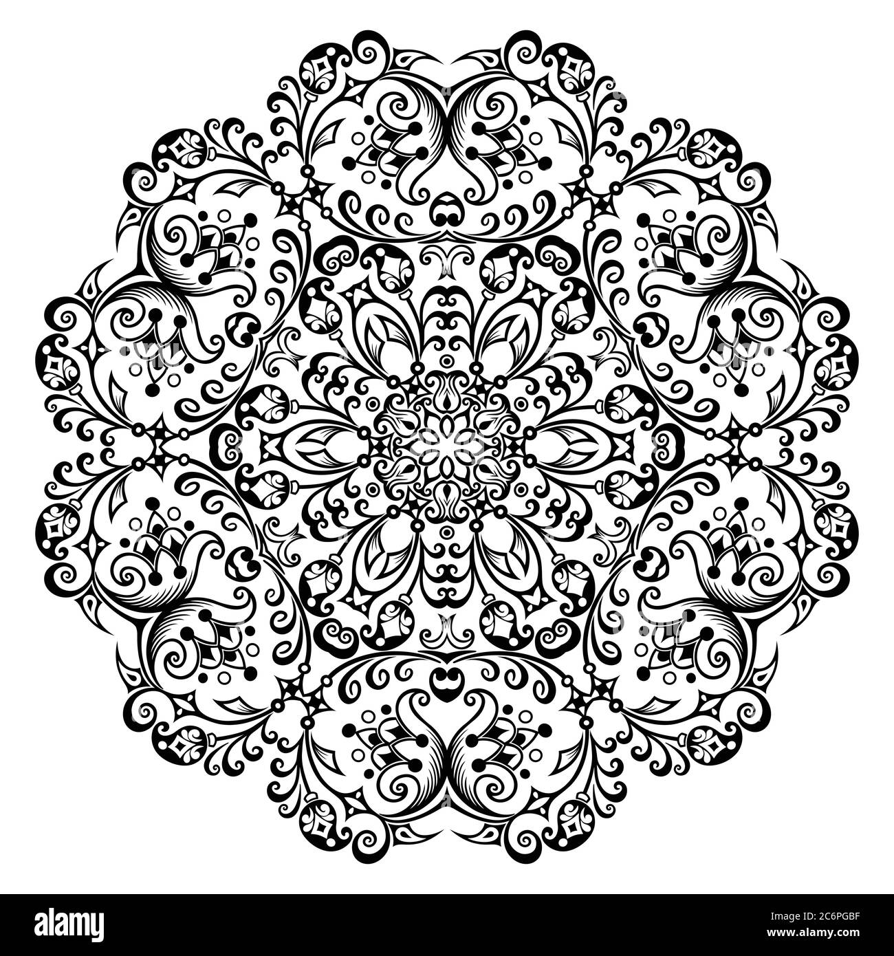 Vector black floral ethnic ornamental illustration Stock Vector Image ...