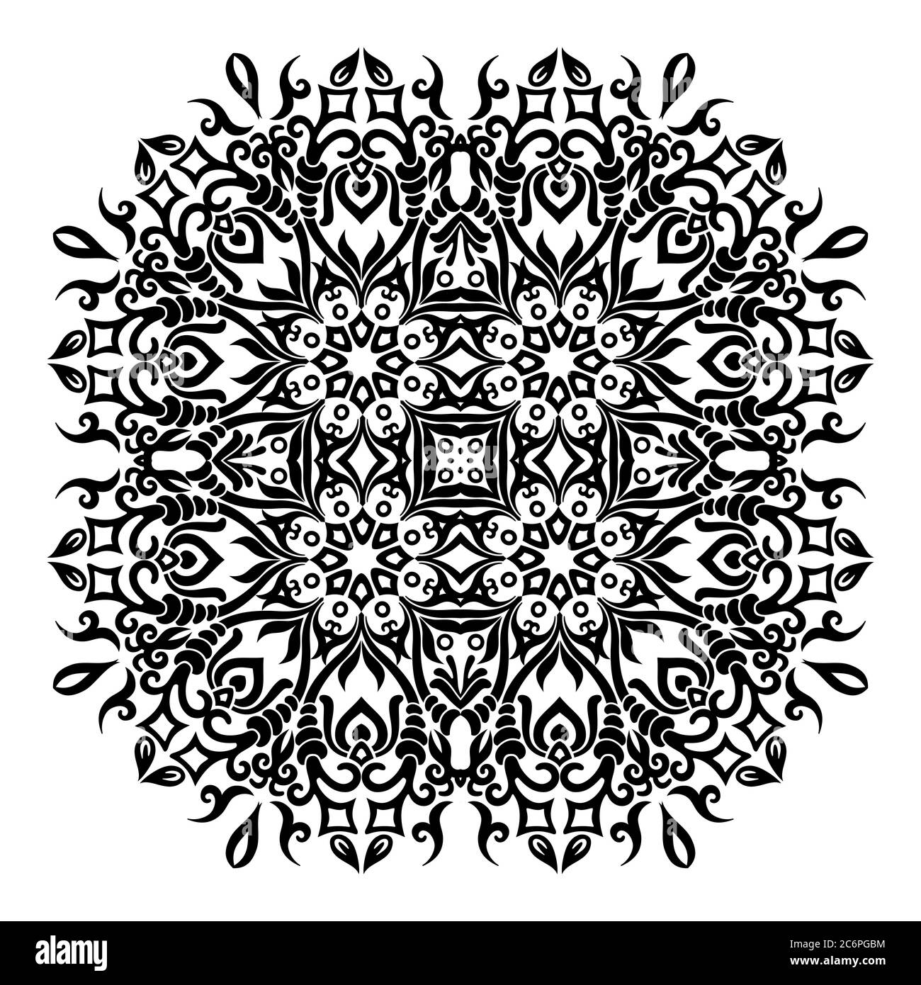 Vector black floral ethnic ornamental illustration Stock Vector Image ...