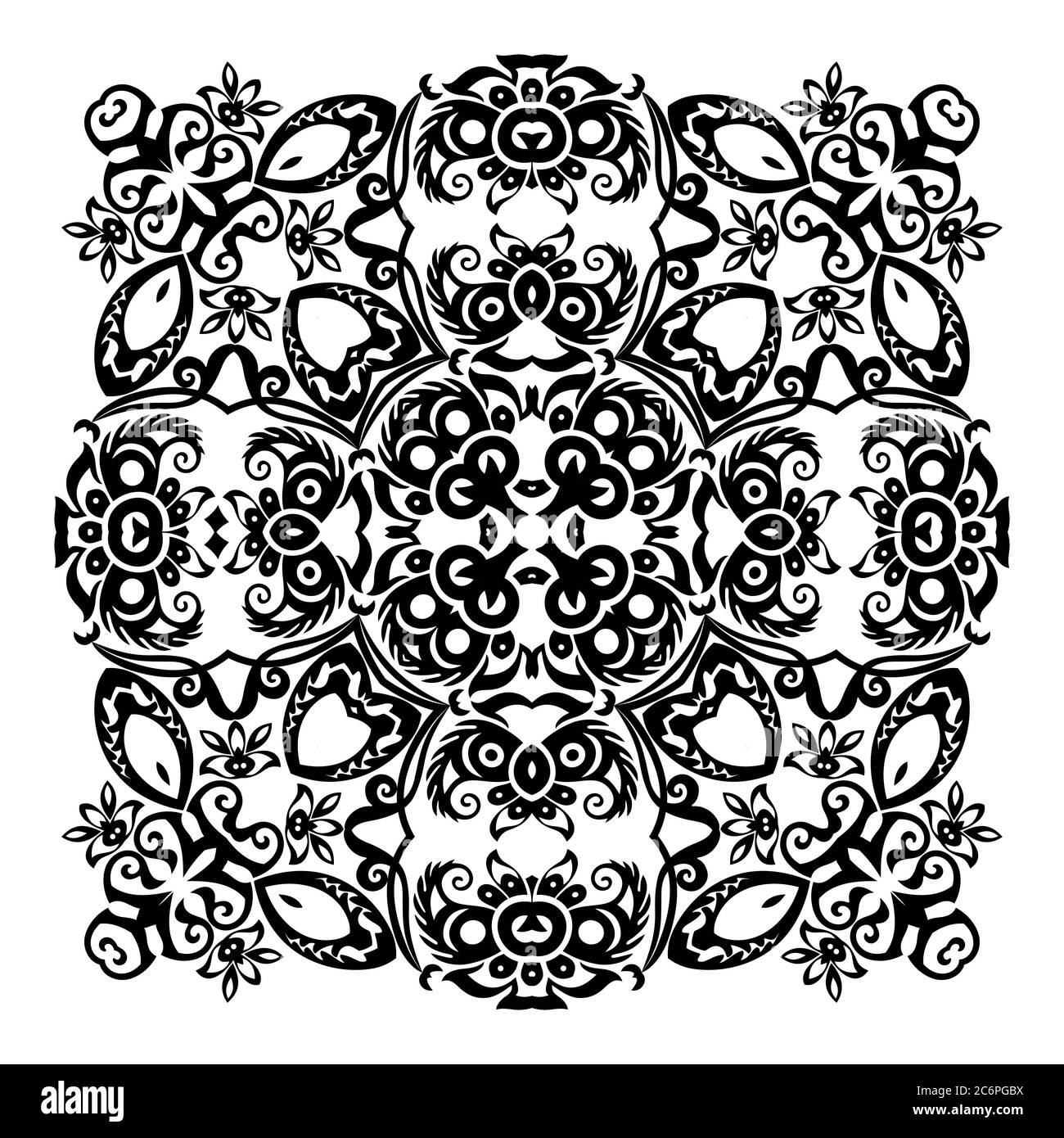 Vector black floral ethnic ornamental illustration Stock Vector Image ...