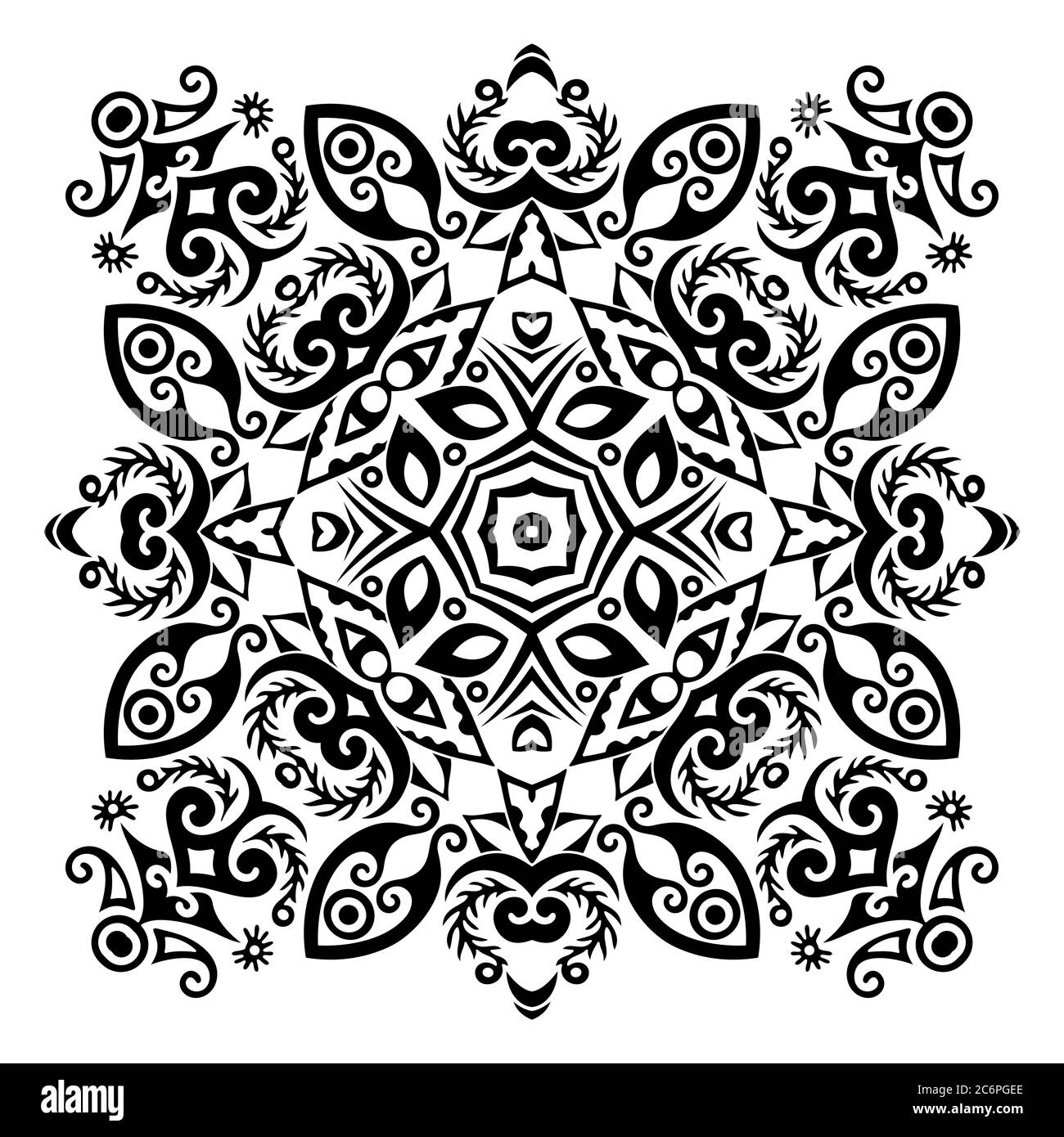 Vector black floral ethnic ornamental illustration Stock Vector Image ...