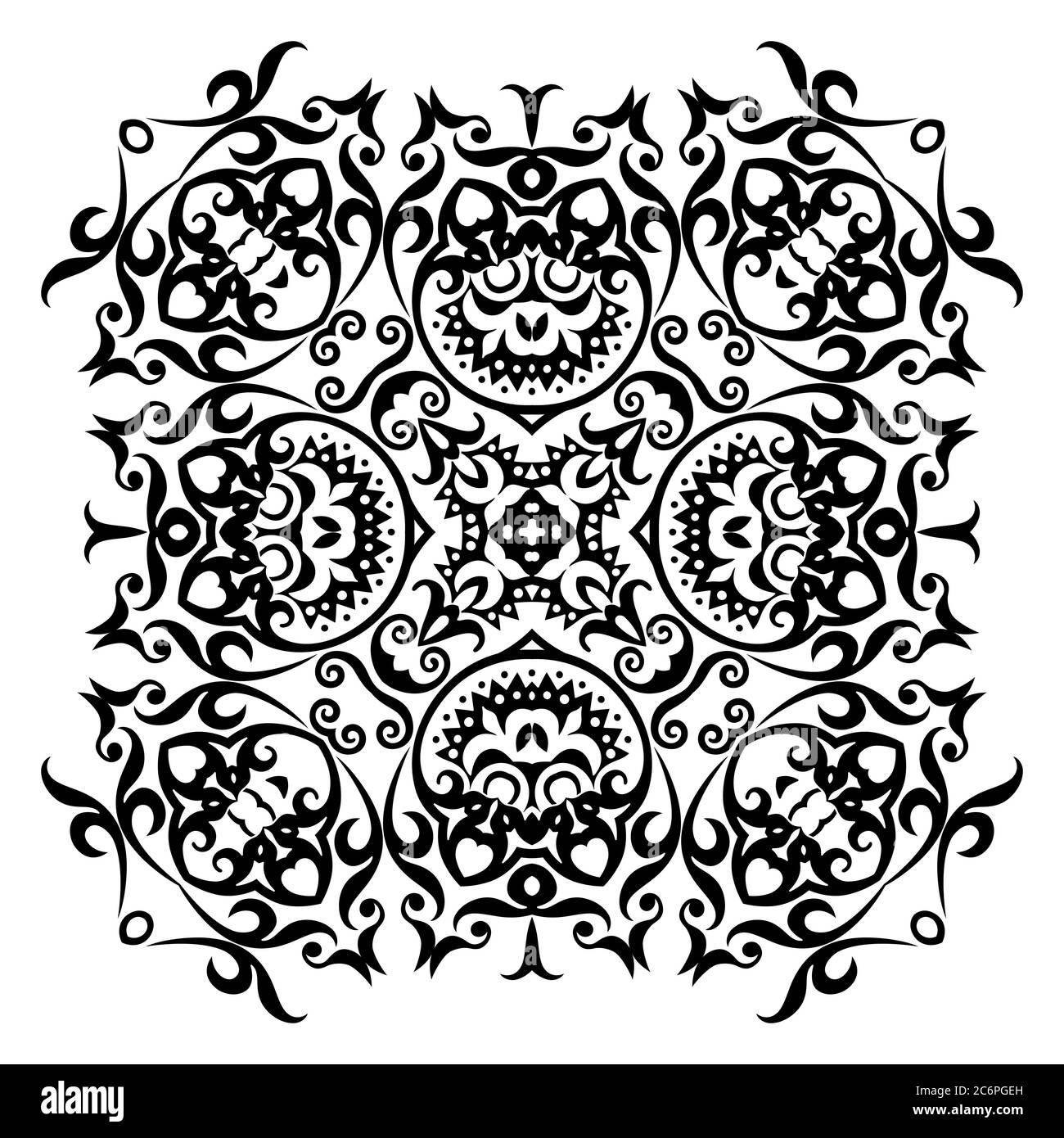 Vector black floral ethnic ornamental illustration Stock Vector Image ...