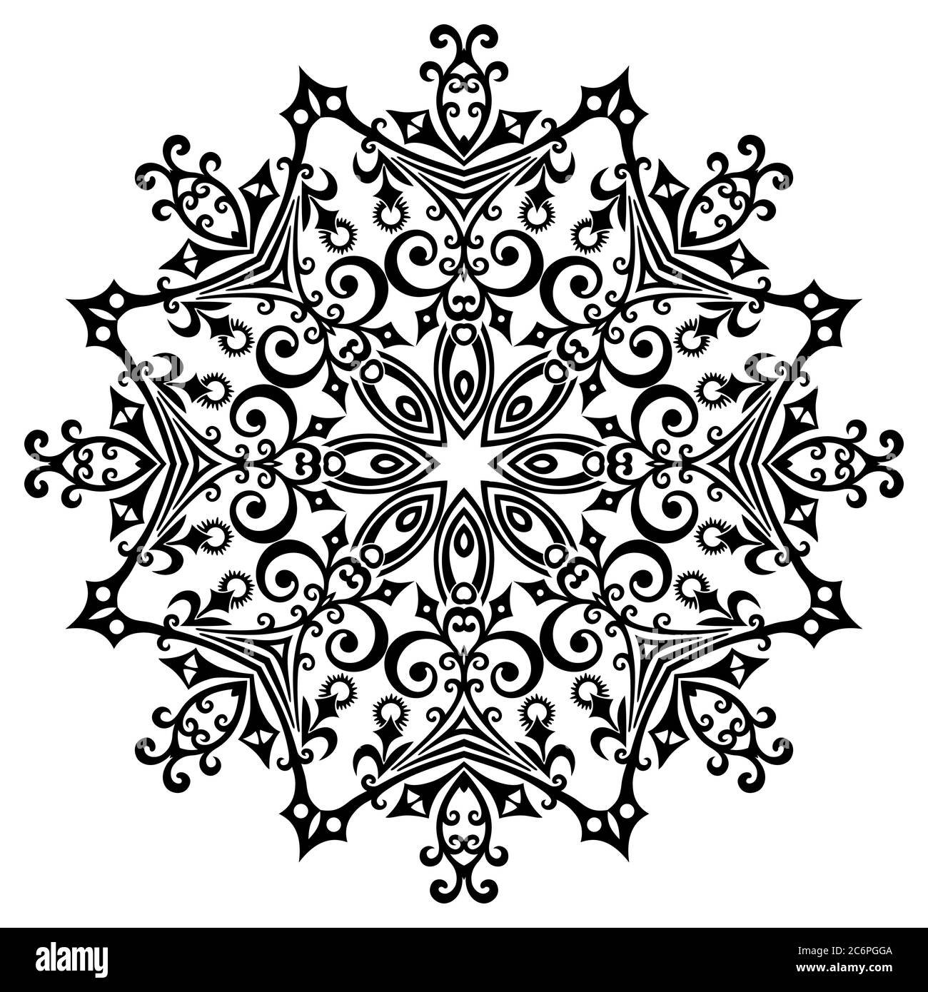 Vector black floral ethnic ornamental illustration Stock Vector Image ...