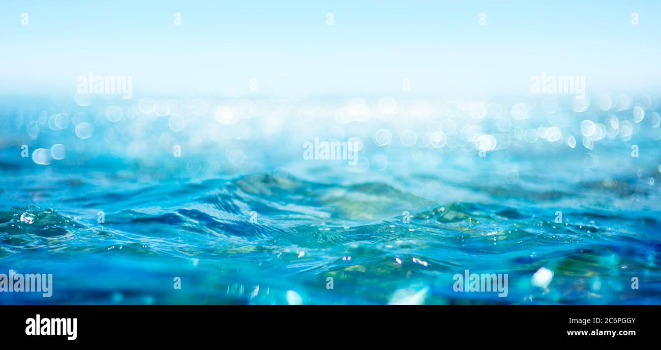 Abstract And Blurred Ocean With Defocused Lights Stock Photo