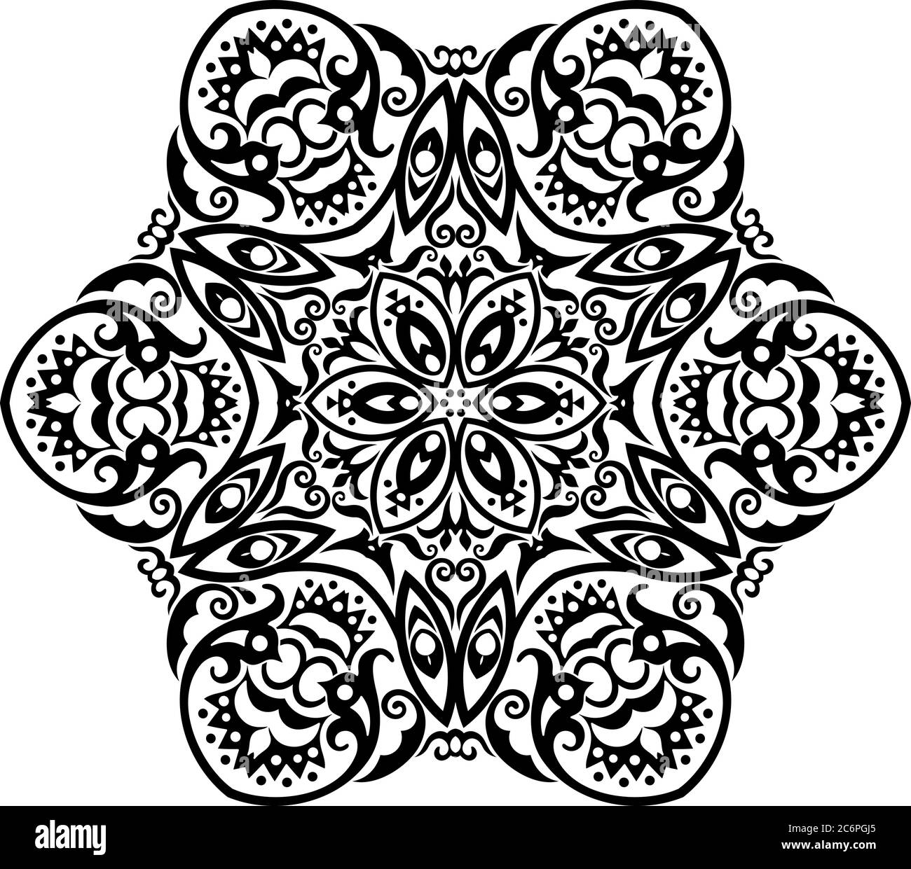 Vector black floral ethnic ornamental illustration Stock Vector Image ...