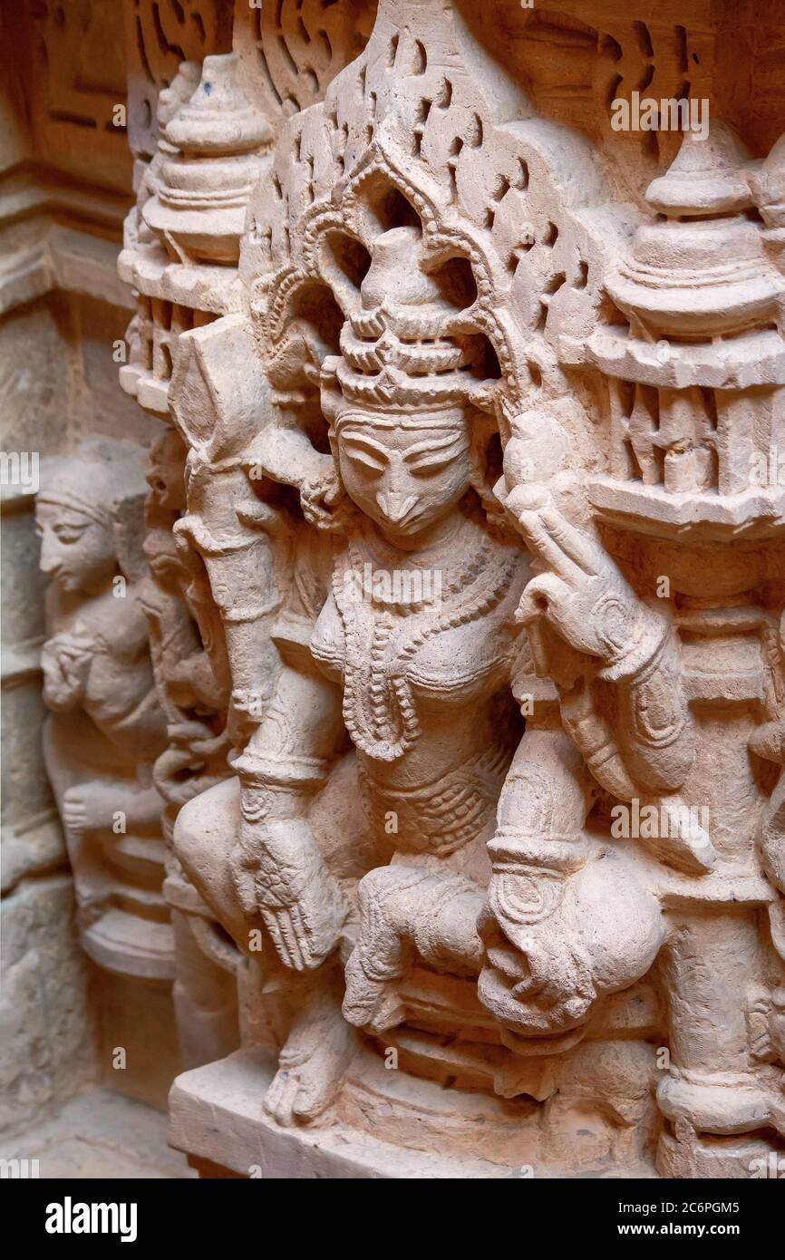 Jaisalmer, Rajasthan, India- Feb 18,2020.A View Of Sculpture On Jain Temple Walls Stock Photo