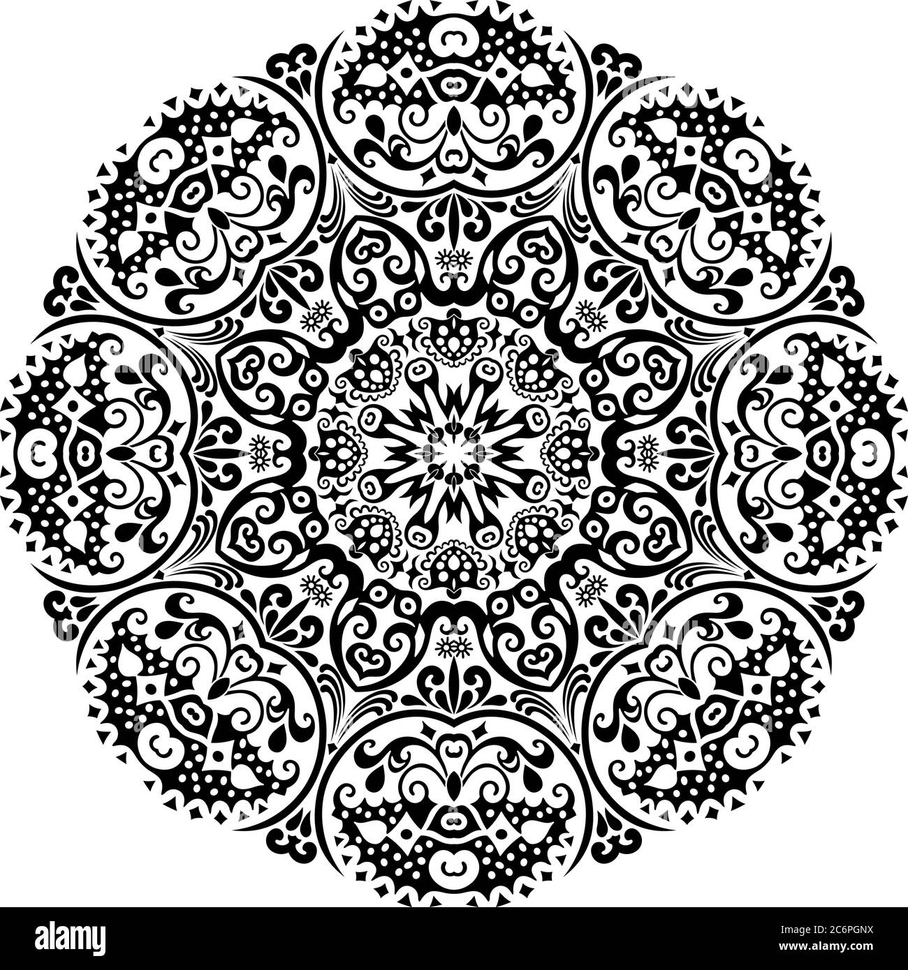 Vector black floral ethnic ornamental illustration Stock Vector Image ...