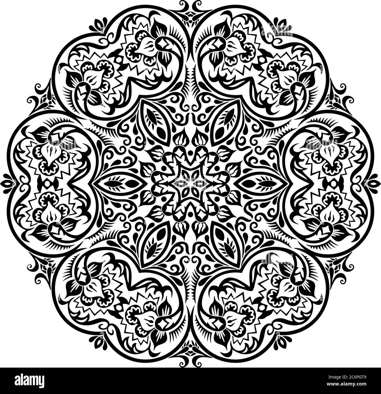 Vector black floral ethnic ornamental illustration Stock Vector Image ...