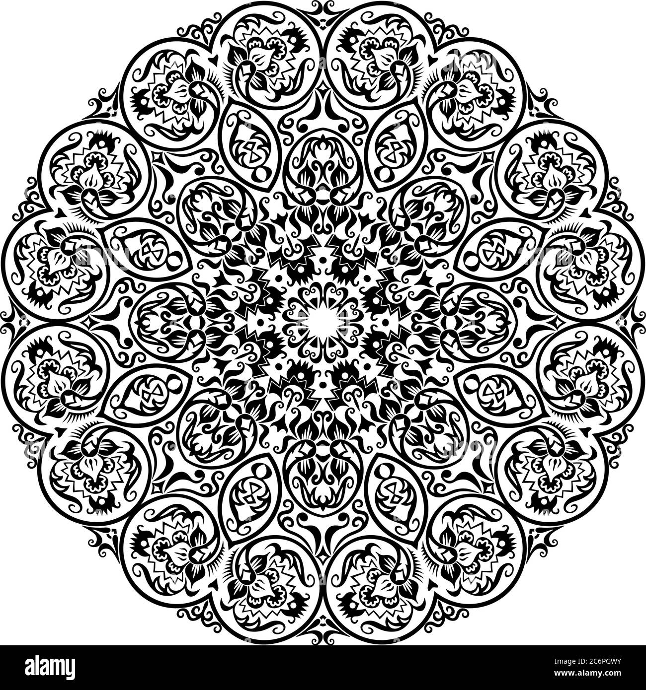 Vector black floral ethnic ornamental illustration Stock Vector Image ...