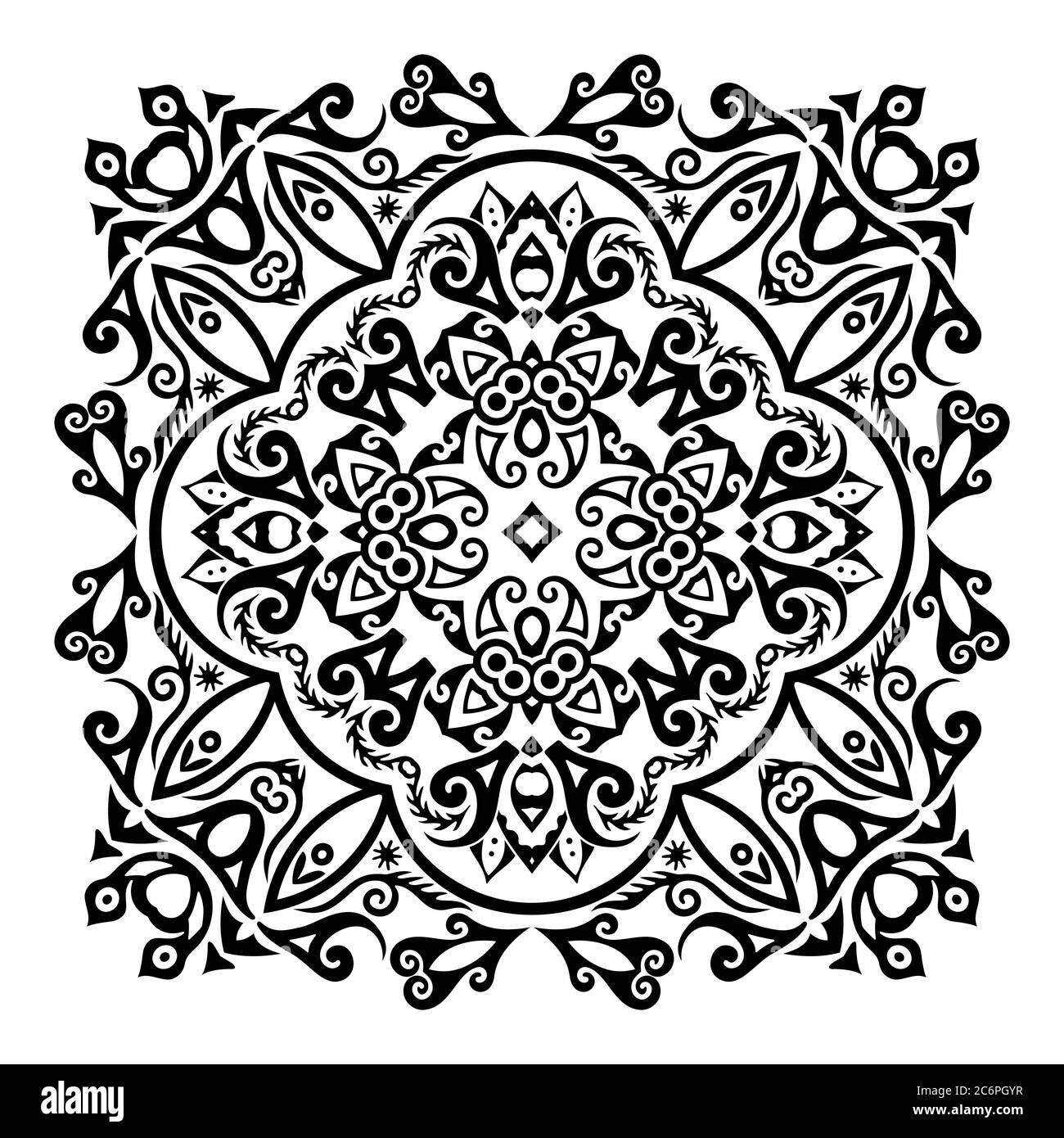 Vector black floral ethnic ornamental illustration Stock Vector Image ...