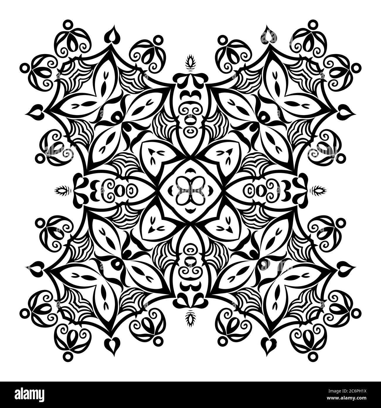 Vector black floral ethnic ornamental illustration Stock Vector Image ...