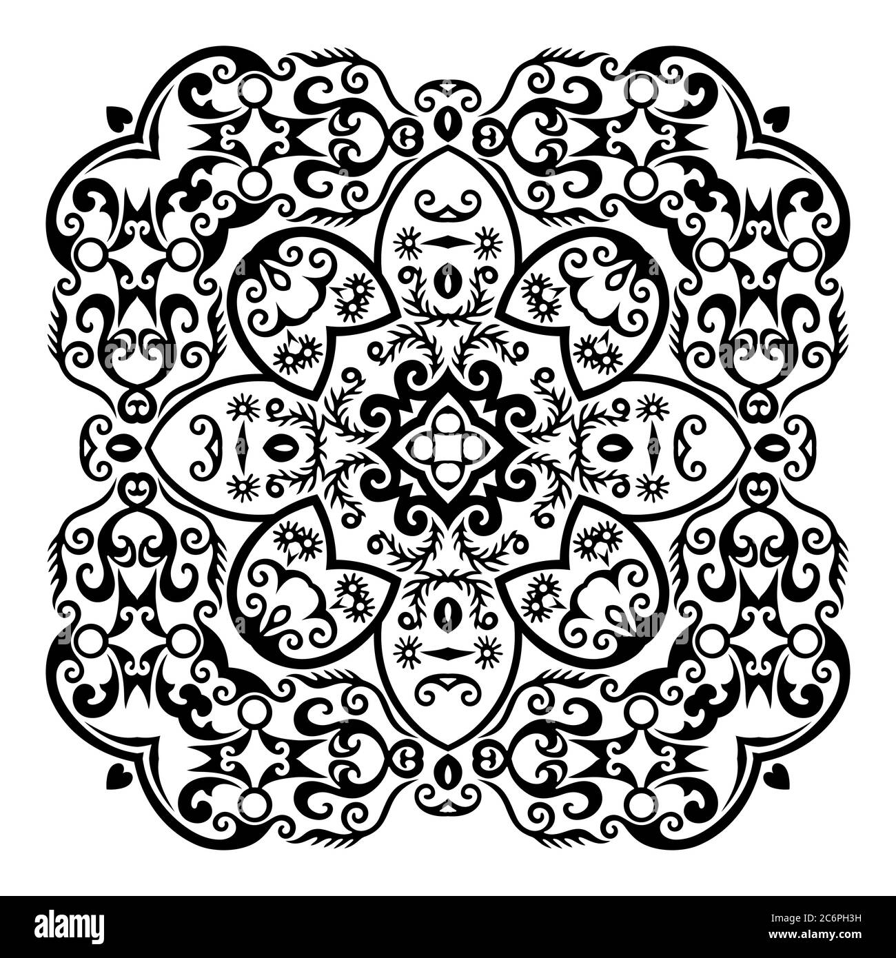 Vector black floral ethnic ornamental illustration Stock Vector Image ...