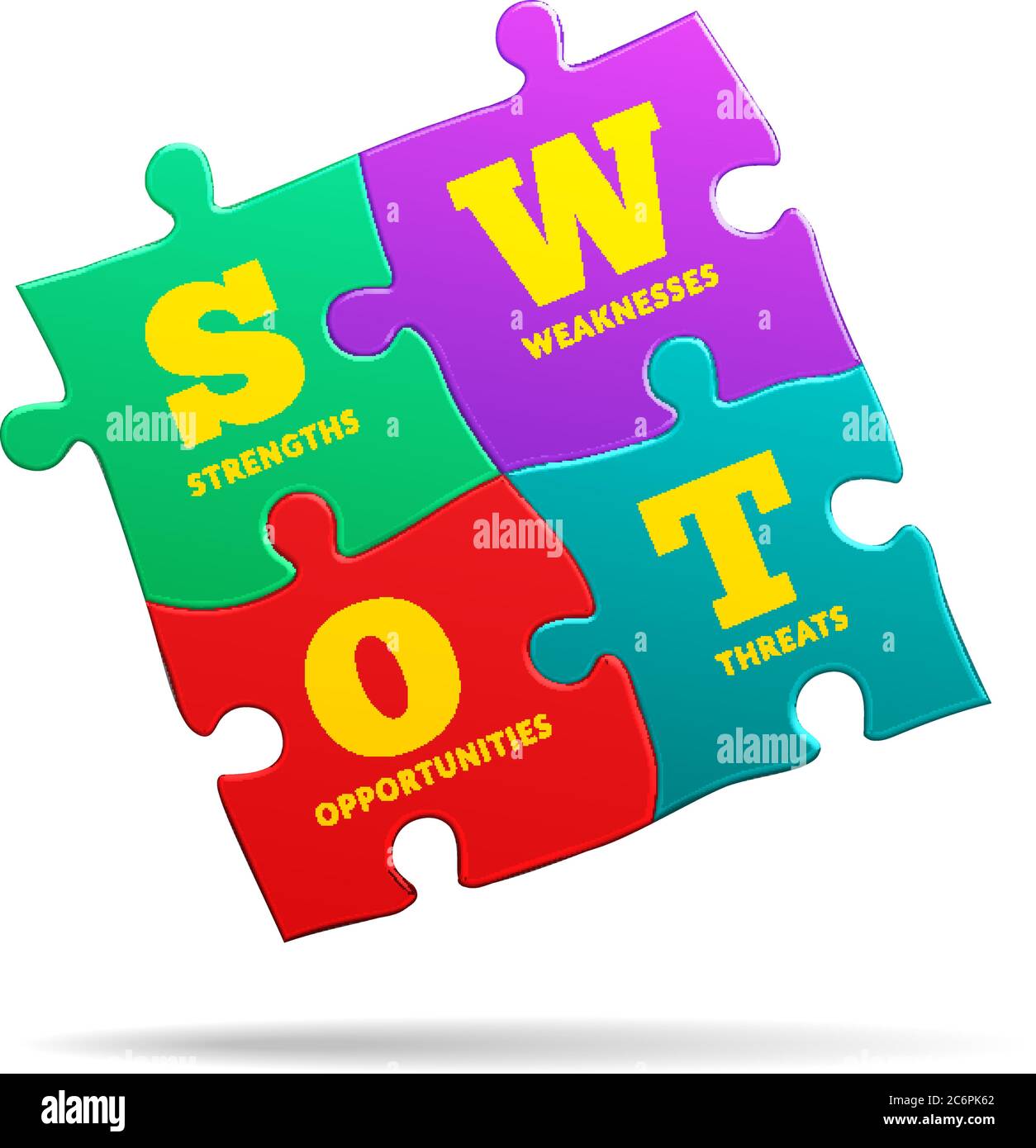 Jigsaw SWOT analysis strategy. Vector illustration Stock Vector