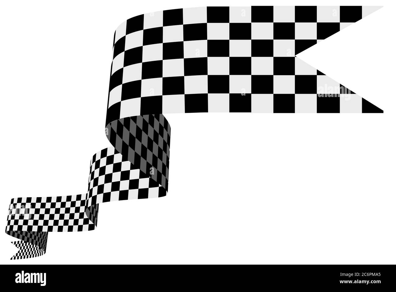 Checkered racing flag, ribbon. Vector illustration on white Stock Vector