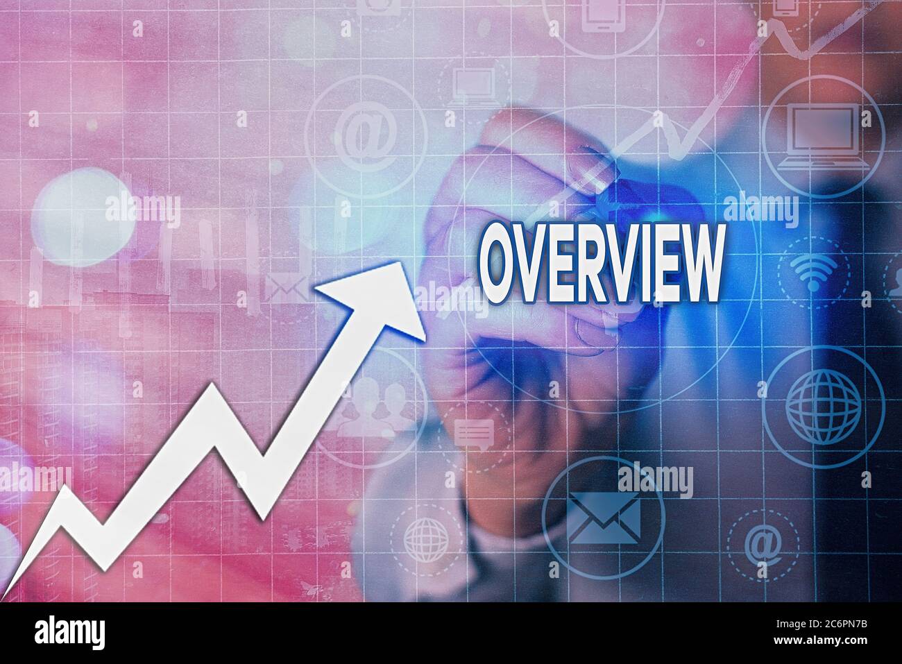Writing note showing Overview. Business concept for description of ...
