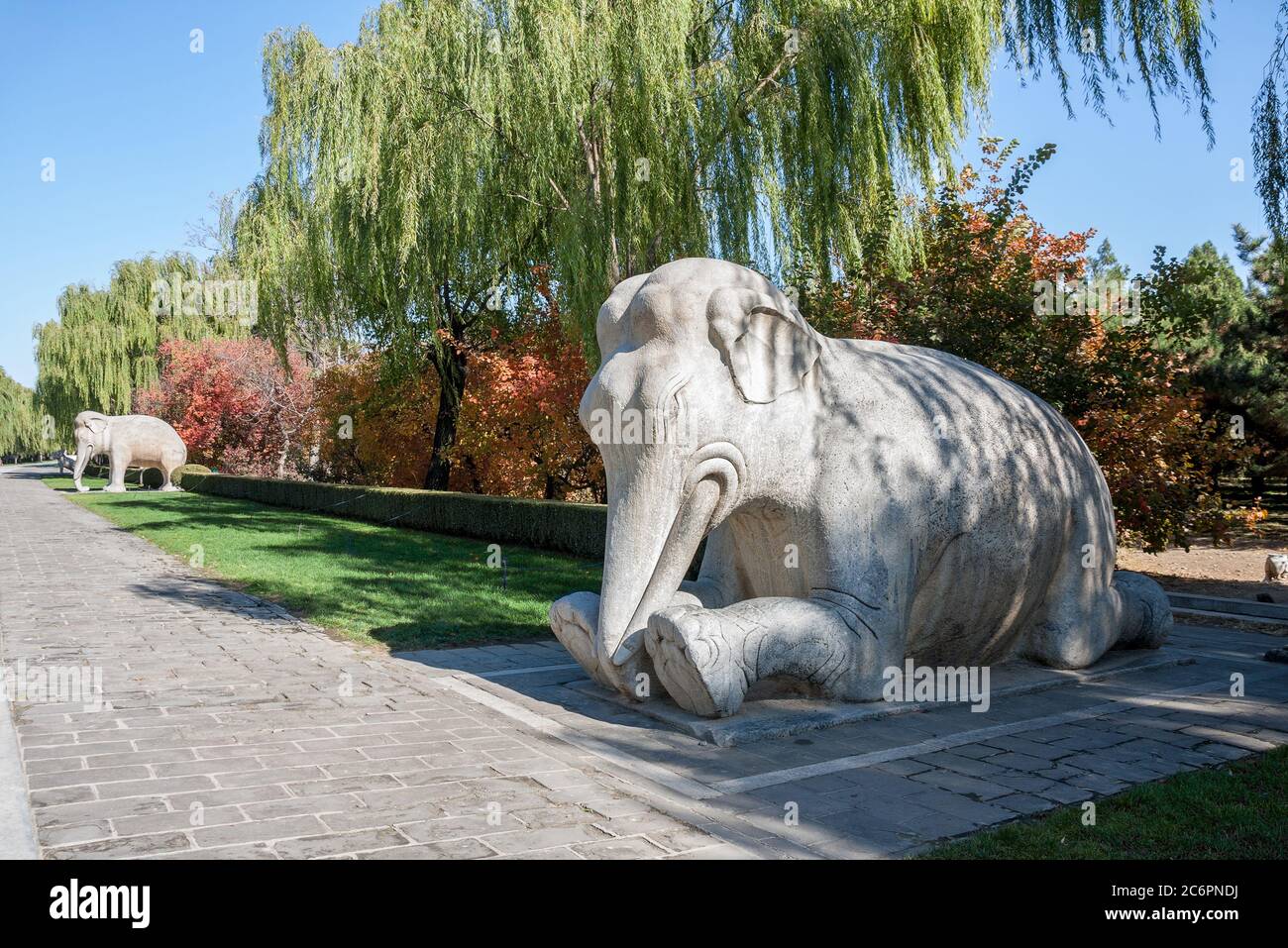 Beijing, China, October 24, 2011 Kneeling elephant statue (with the