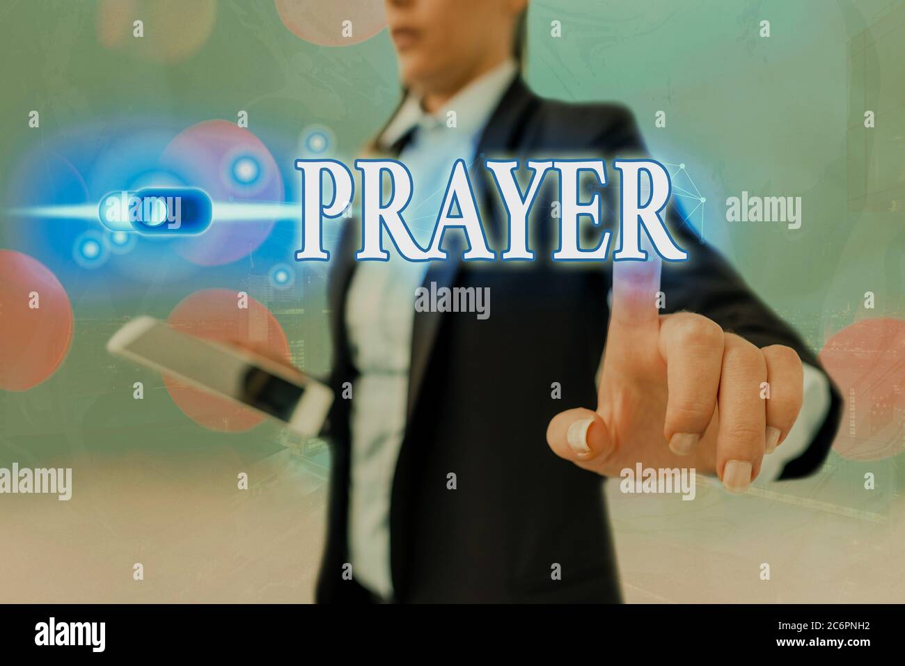 Conceptual hand writing showing Prayer. Concept meaning solemn request