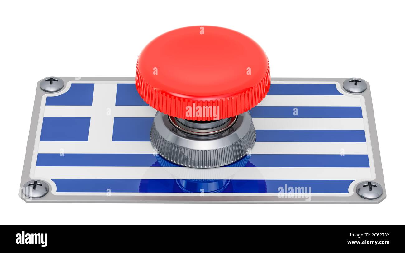 Push button with Greek flag, 3D rendering isolated on white background ...
