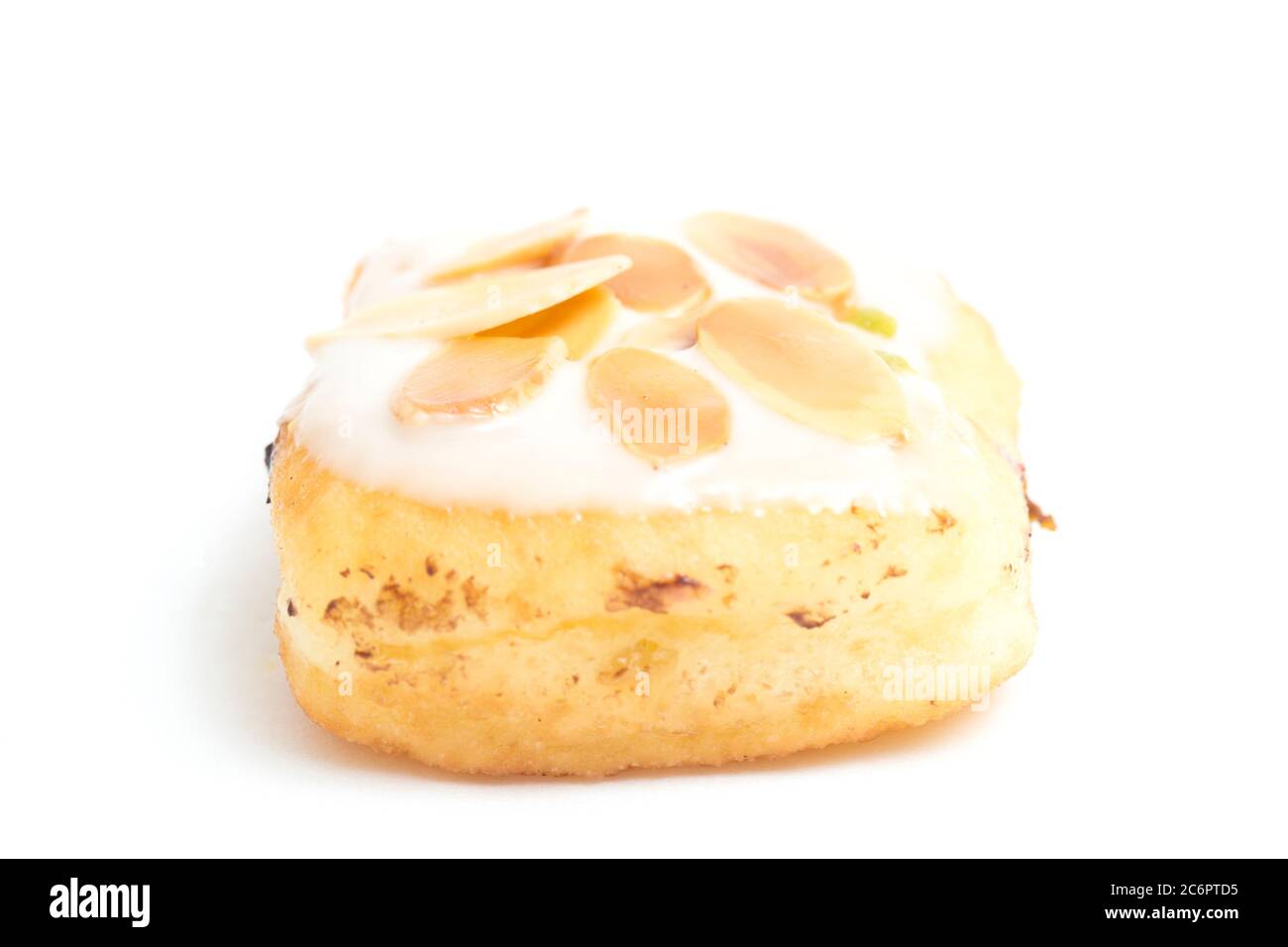 Delicious donut with almond isolated on white background Stock Photo ...