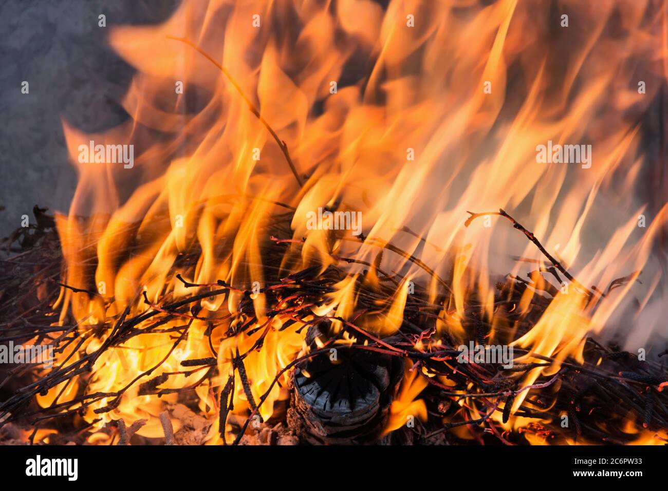 Dance of fire under the wind, ashes Stock Photo
