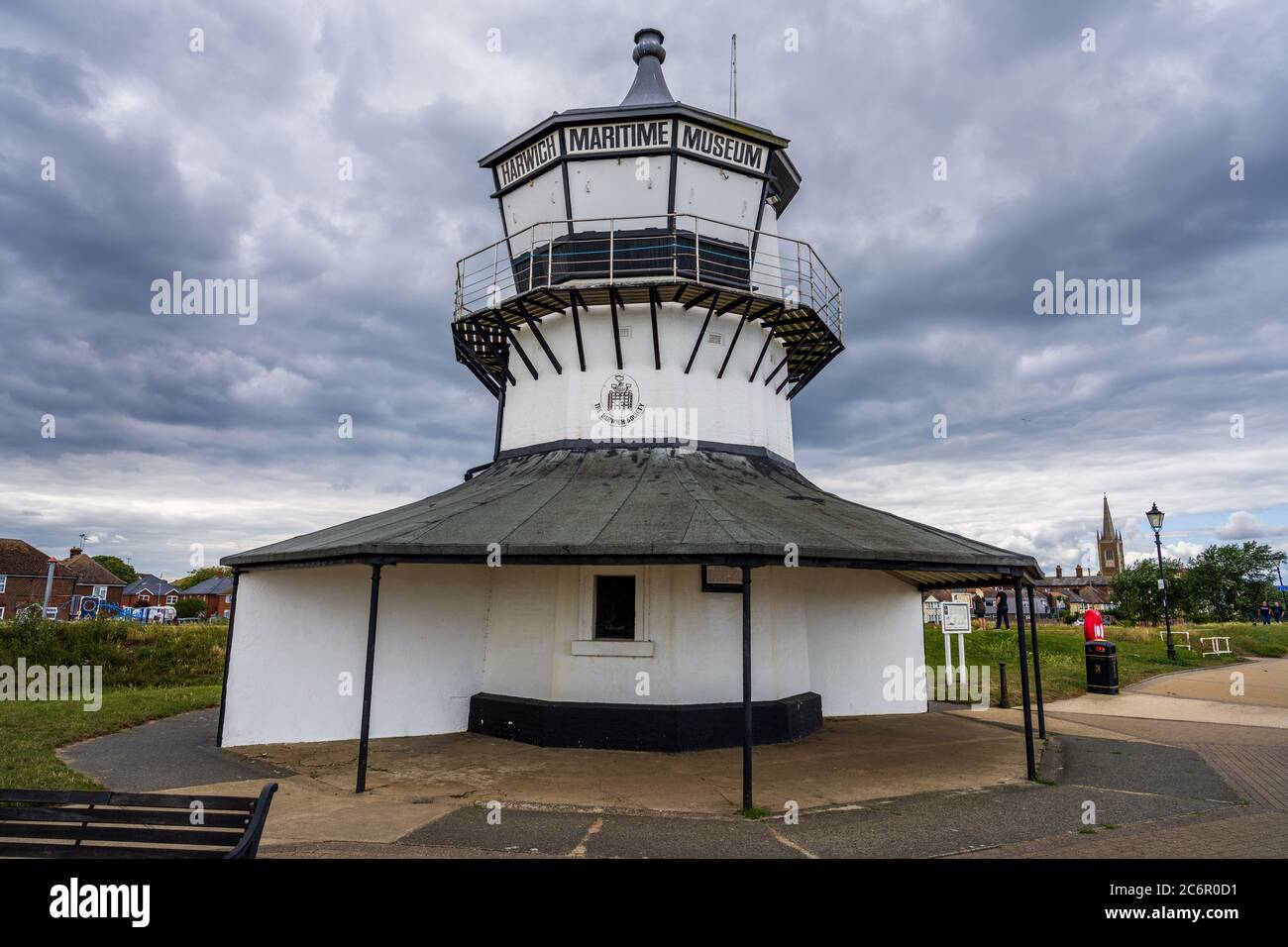 Harwich Low Lighthouse - the Low Lighthouse in Harwich, Essex UK,  was built in 1818. It now Houses the Harwich Maritime Museum. Stock Photo