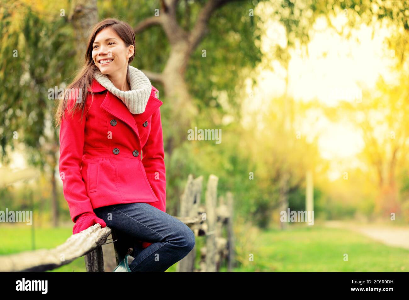 Happy multicultural fall woman Stock Photo - Alamy