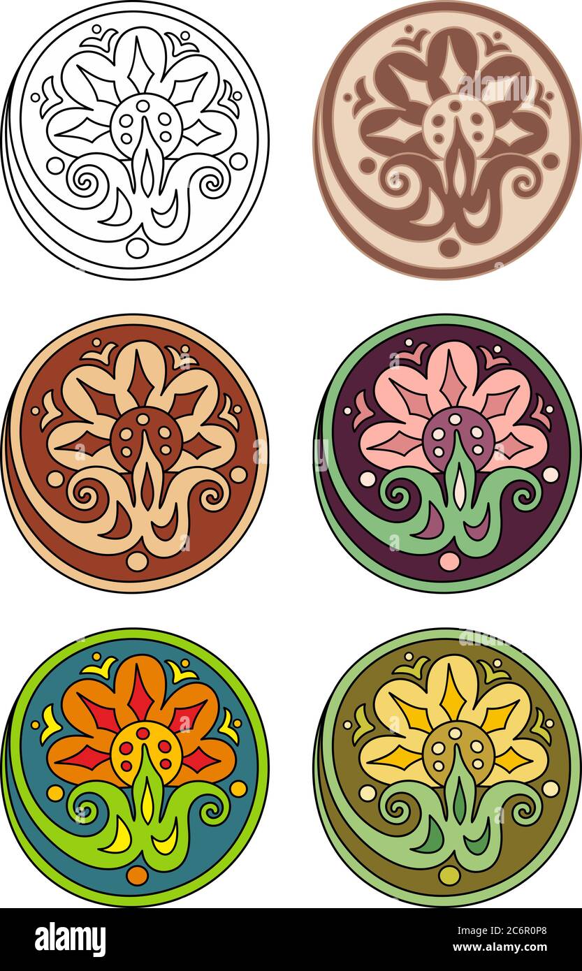 Vector set of circles with floral elements Stock Vector Image & Art - Alamy