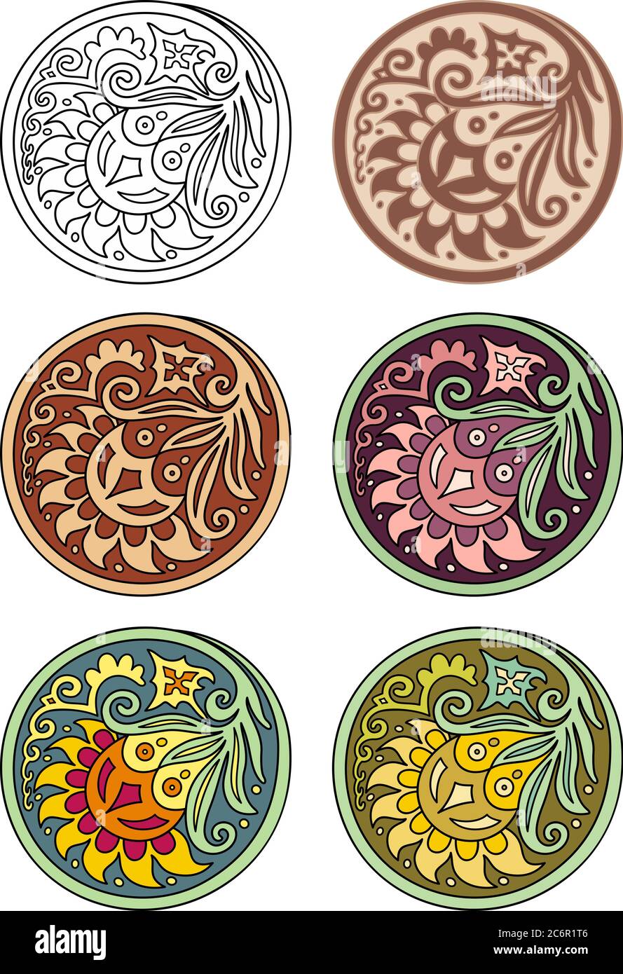 Vector set of circles with floral elements Stock Vector Image & Art - Alamy