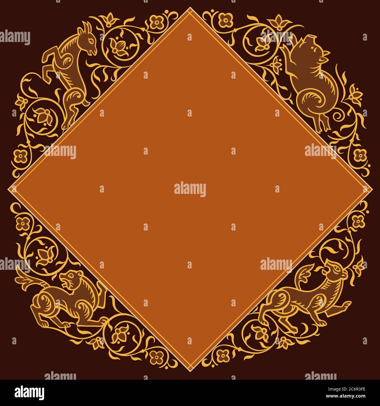Vector abstract nature and animal vintage border Stock Vector Image ...