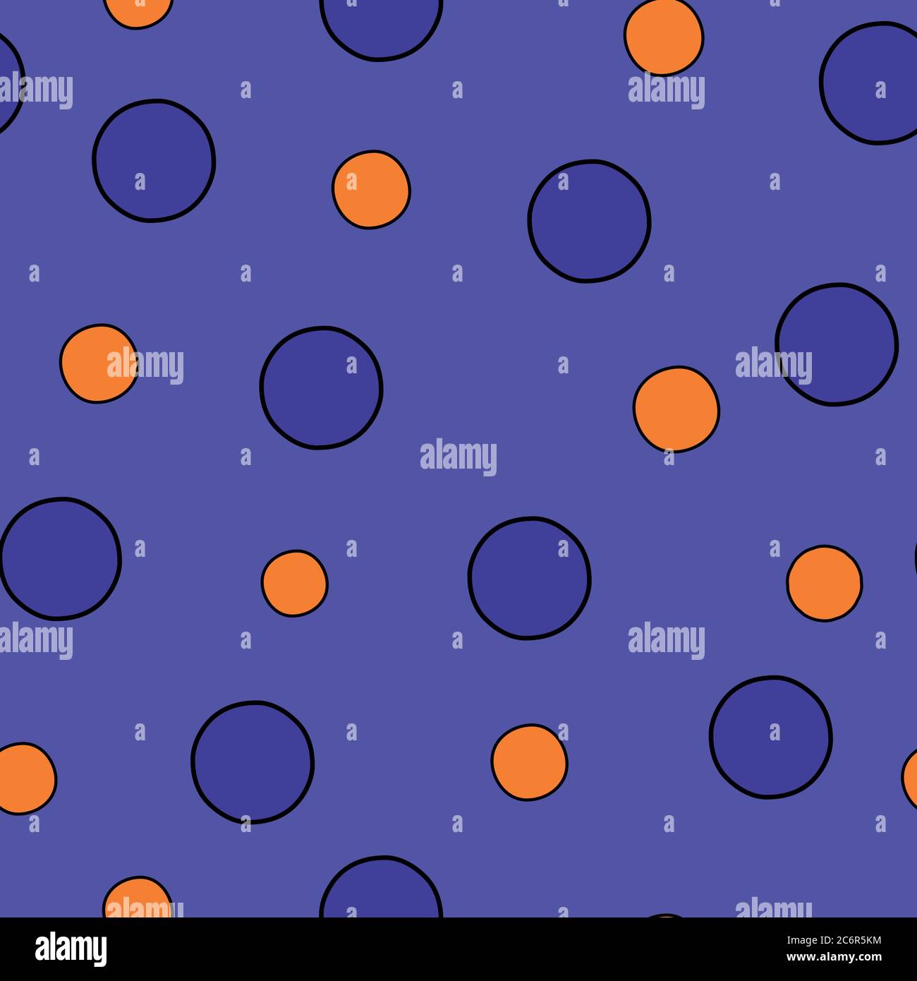 purple and orange dots seamless vector pattern Stock Vector