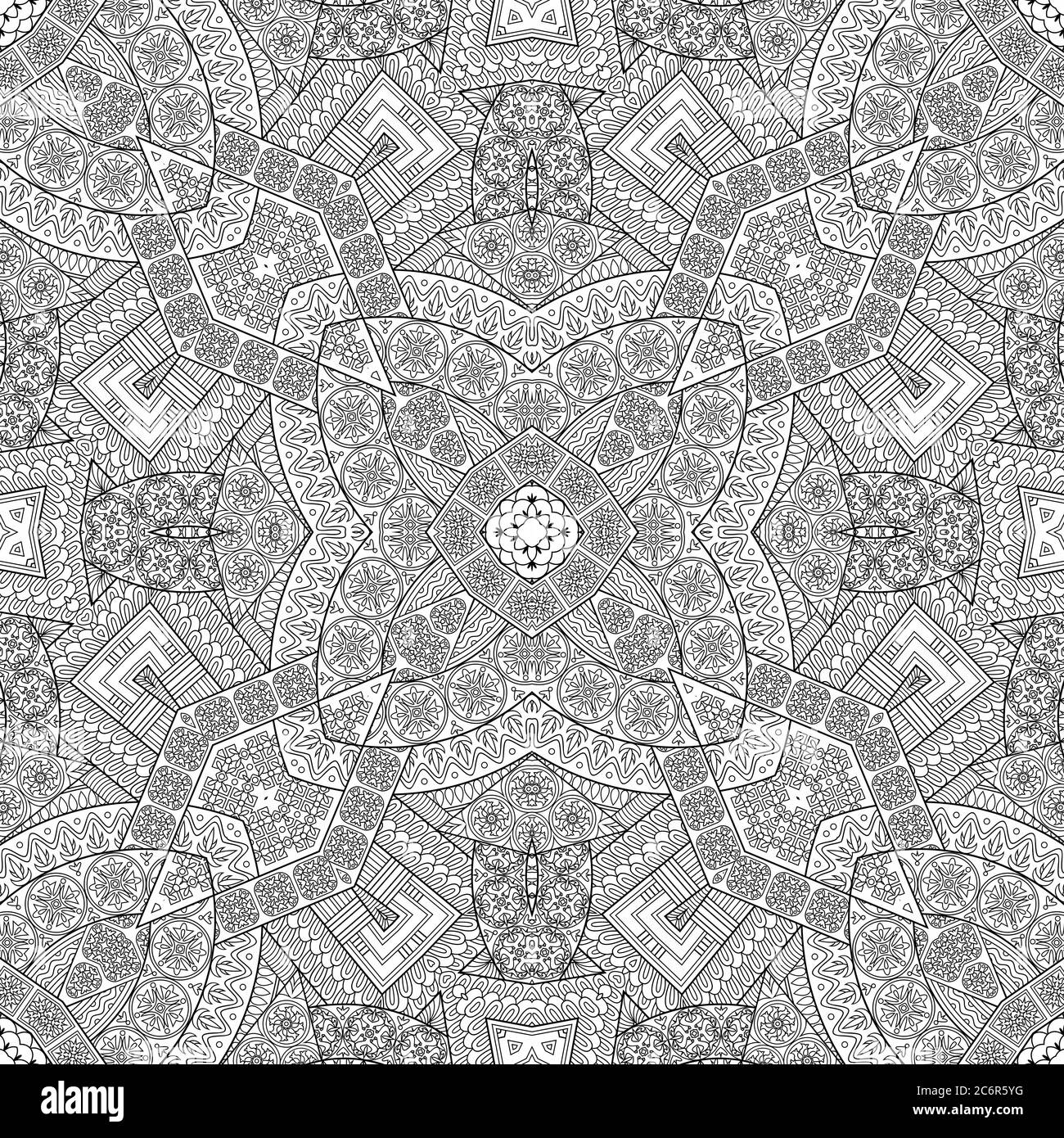 Vector ethnic hand drawn line art seamless pattern Stock Vector Image ...