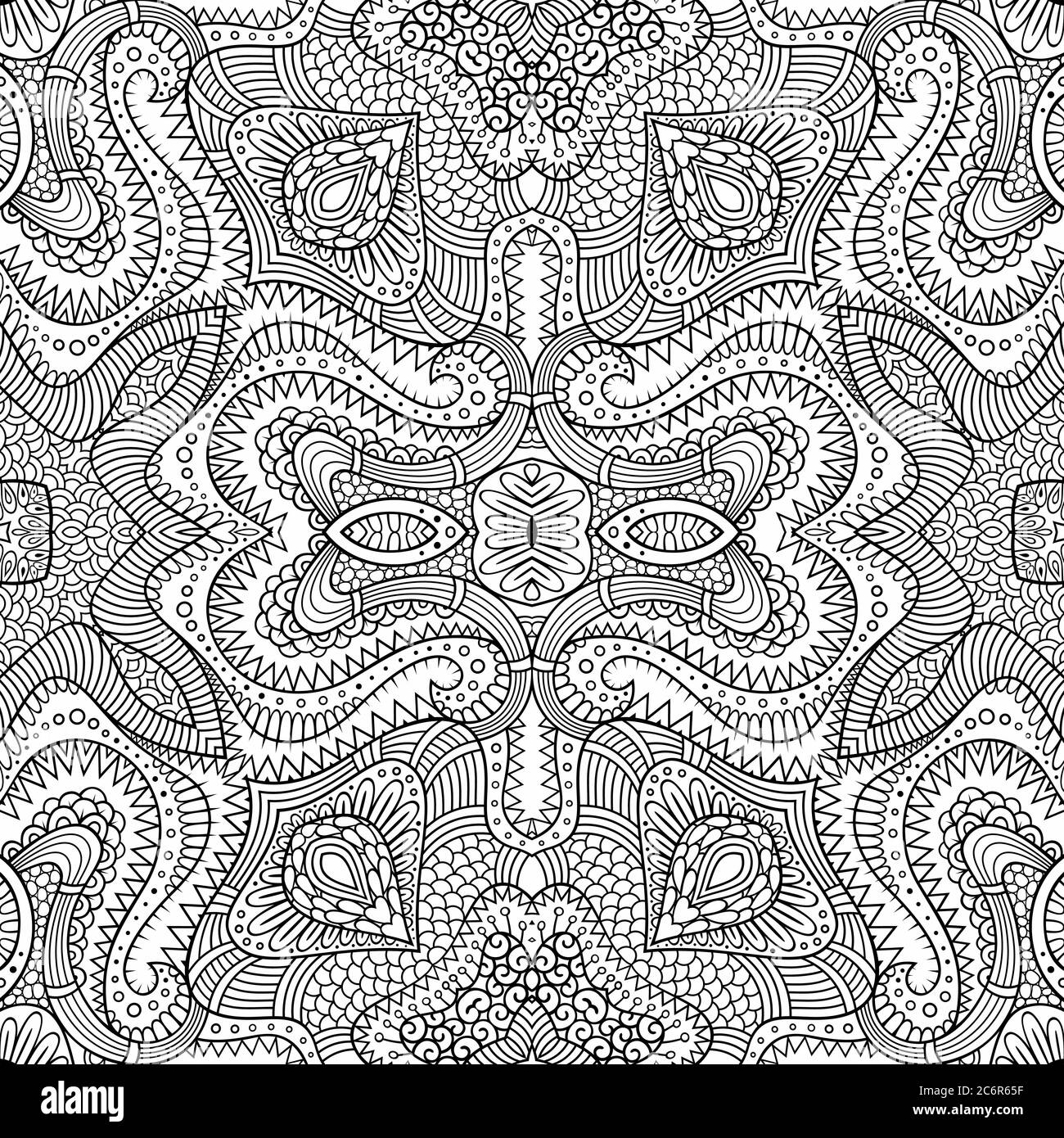 Vector ethnic hand drawn line art seamless pattern Stock Vector Image ...
