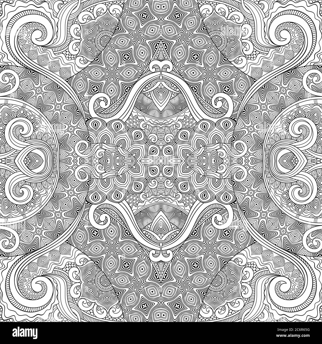 Vector ethnic hand drawn line art seamless pattern Stock Vector Image ...