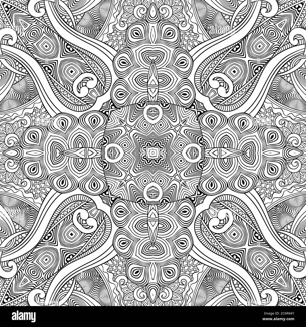 Vector ethnic hand drawn line art seamless pattern Stock Vector Image ...