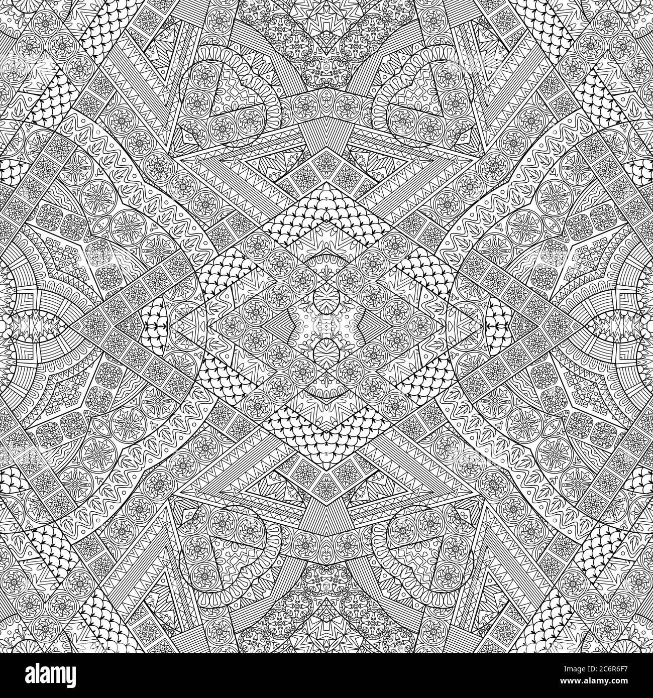 Vector ethnic hand drawn line art seamless pattern Stock Vector Image ...