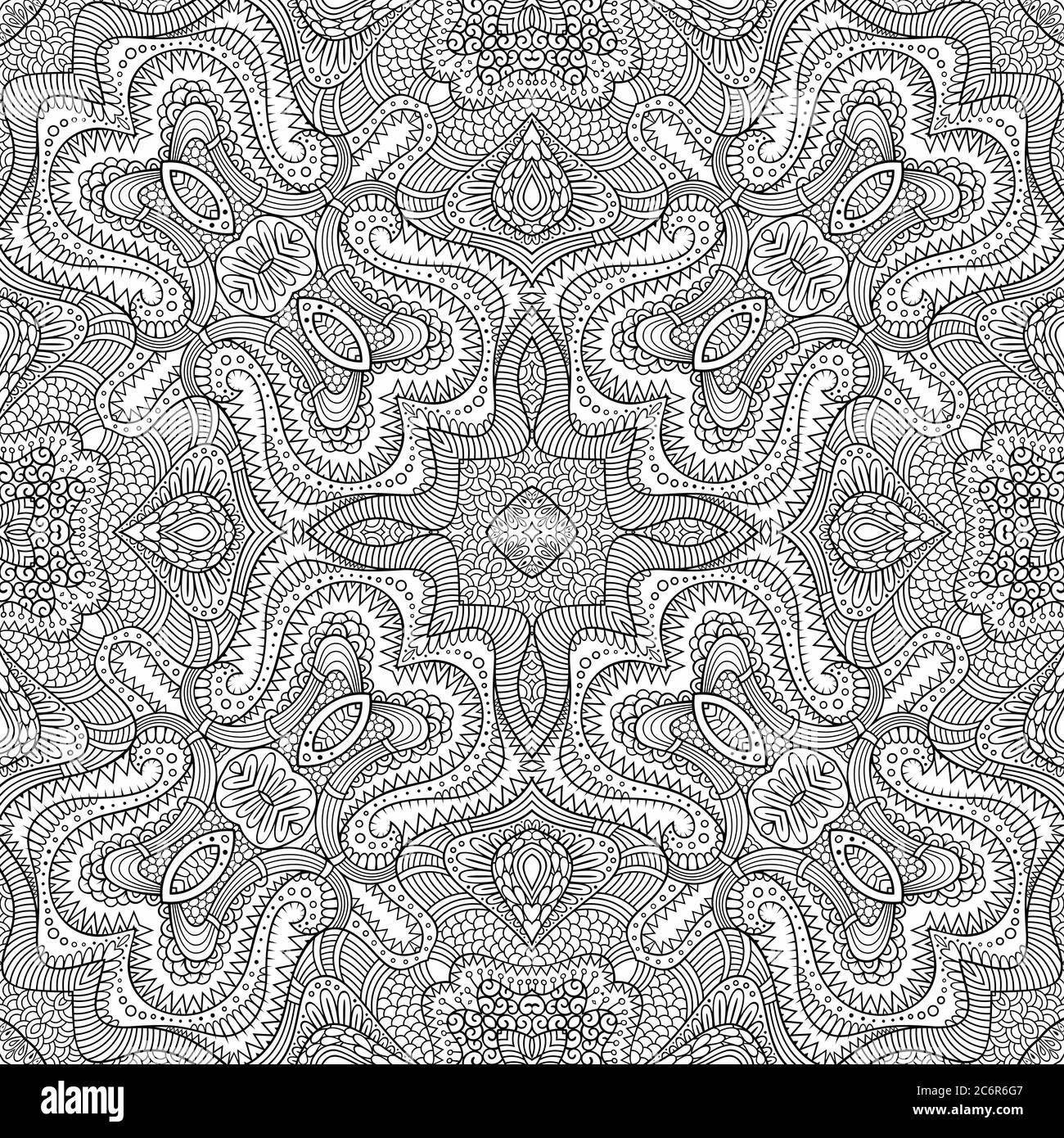 Vector ethnic hand drawn line art seamless pattern Stock Vector Image ...